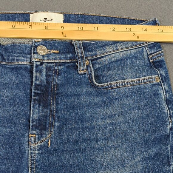 7 For All Mankind Jeans Women's 28 Blue Dojo NYD Denim Flare Wide Leg Denim - Picture 6 of 14